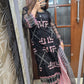 Black and pink 3 pc ready to wear heavy party dress fully embroidered