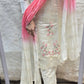 WHITE ELEGANT 3 PC SET WITH SHADED DUPATTA