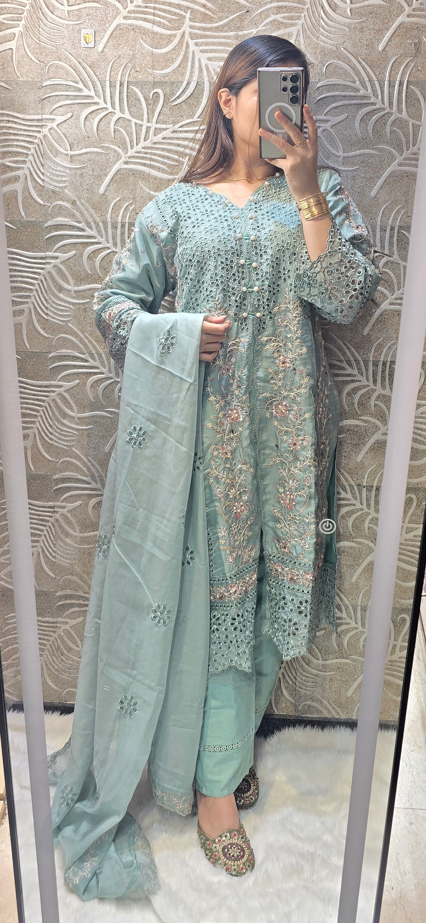 PASTEL DREAMS Embellished cutwork Suit (readytowear 3pc set)
