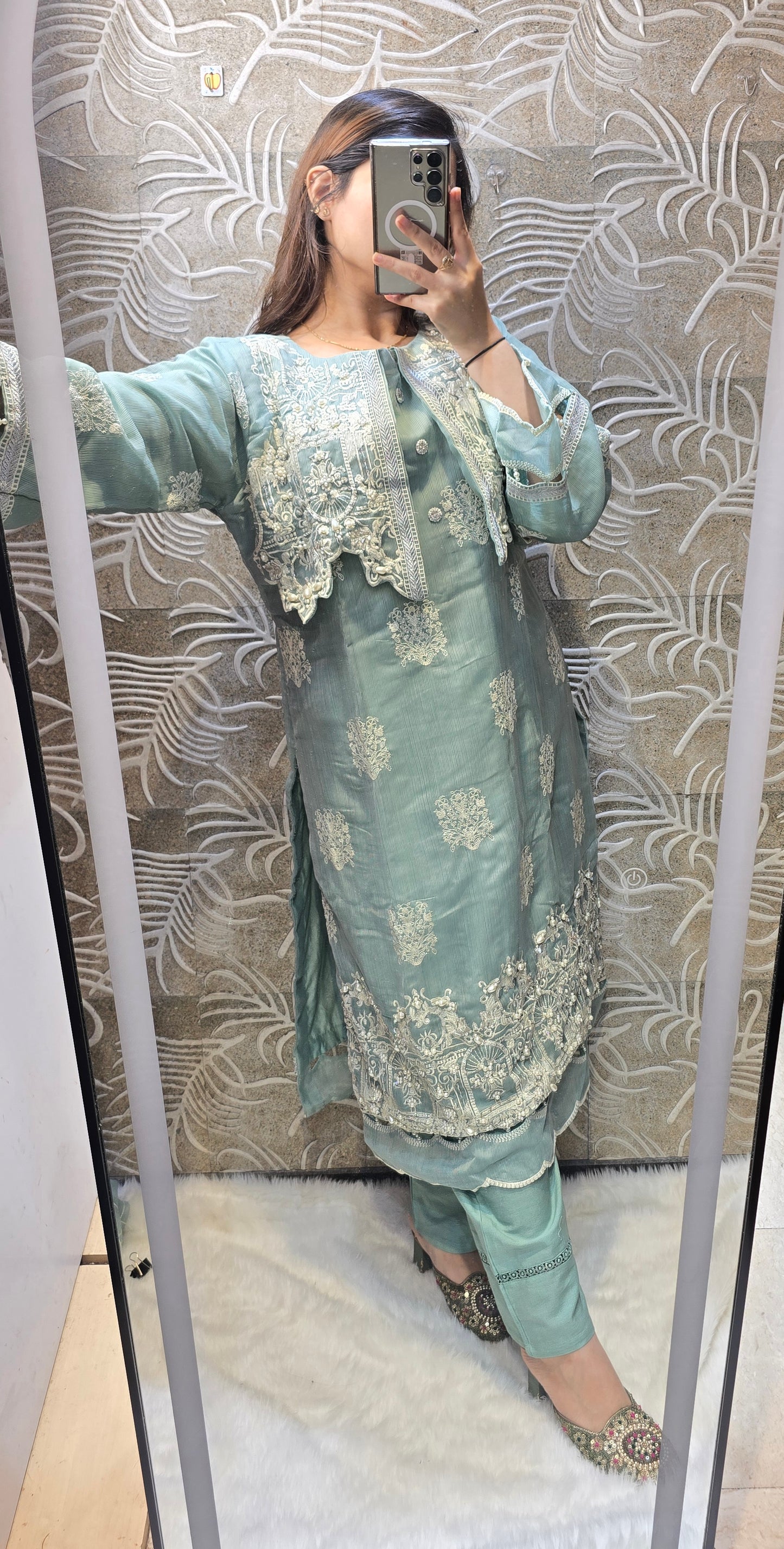 JACKET STYLE 3 PC READYTOWEAR FULLY EMBROIDERED PAKISTANI DESIGN