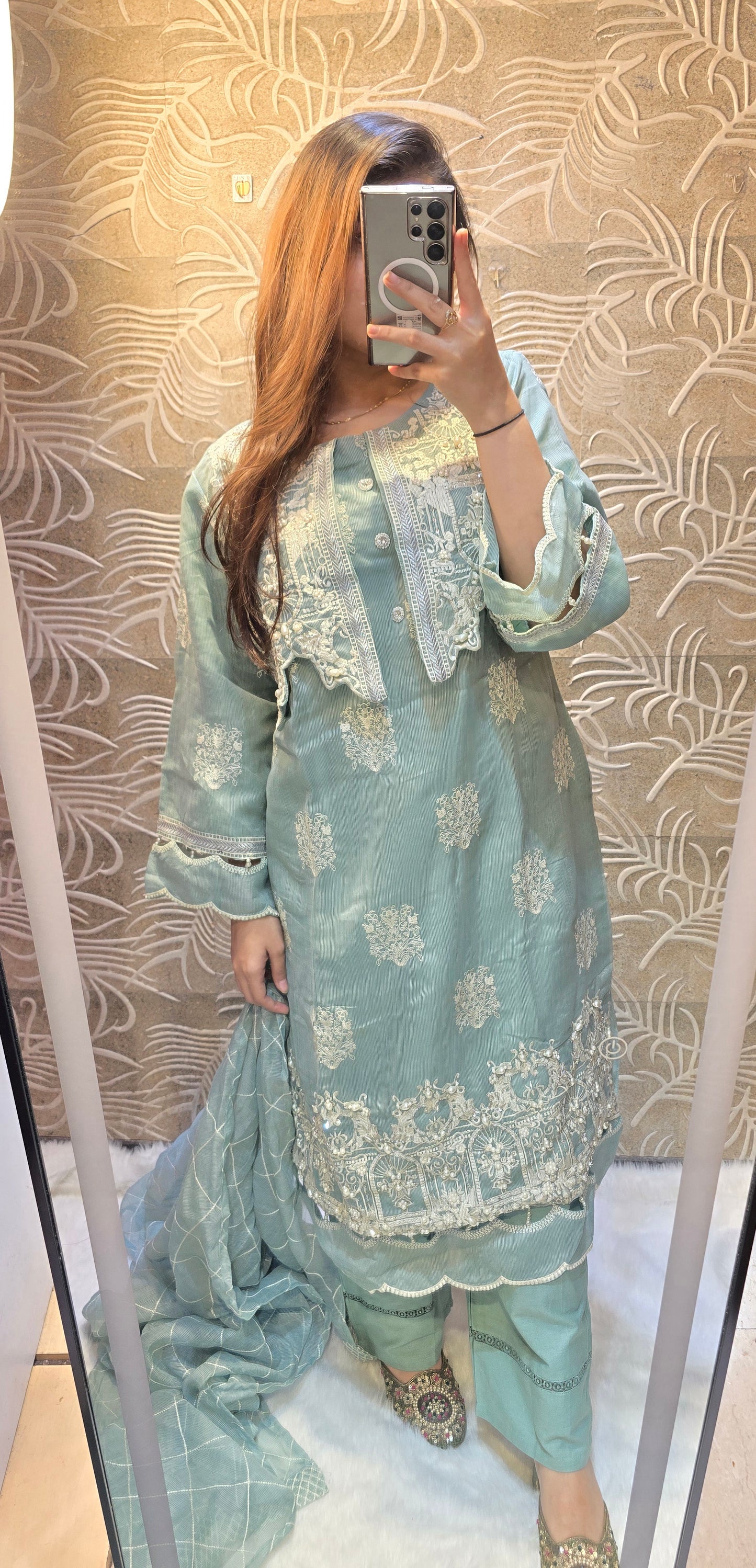 JACKET STYLE 3 PC READYTOWEAR FULLY EMBROIDERED PAKISTANI DESIGN